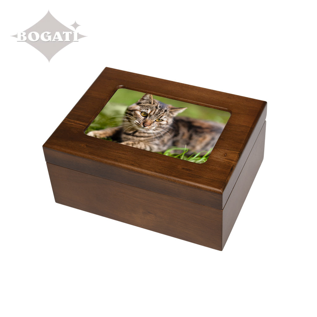 SMALL Acacia Photo Frame Memory Box - The Willoughby- Walnut finish - Blank (Add your Picture)