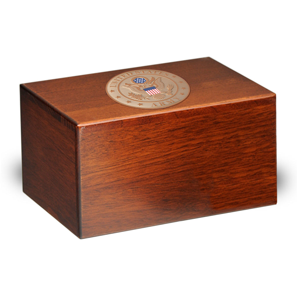 ADULT Paulownia Urn -PY01- with US Military Emblem Army