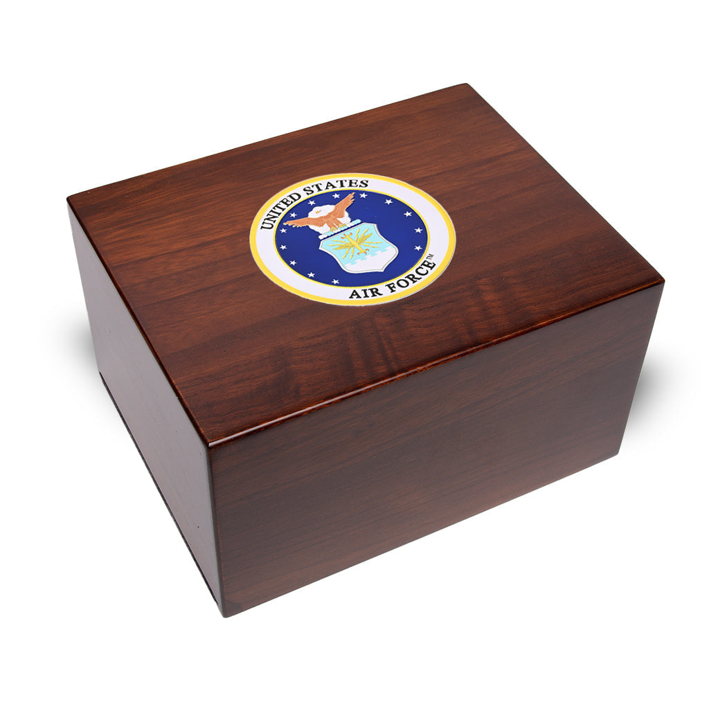 ADULT / XL Paulownia Urn -PY01- with US Military Emblem Air Force