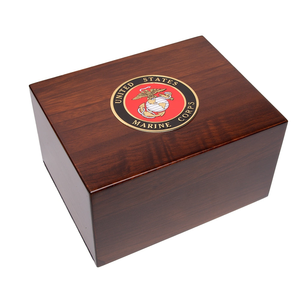 EXTRA LARGE Paulownia Urn -PY01- with US Military Emblem Marine Corps