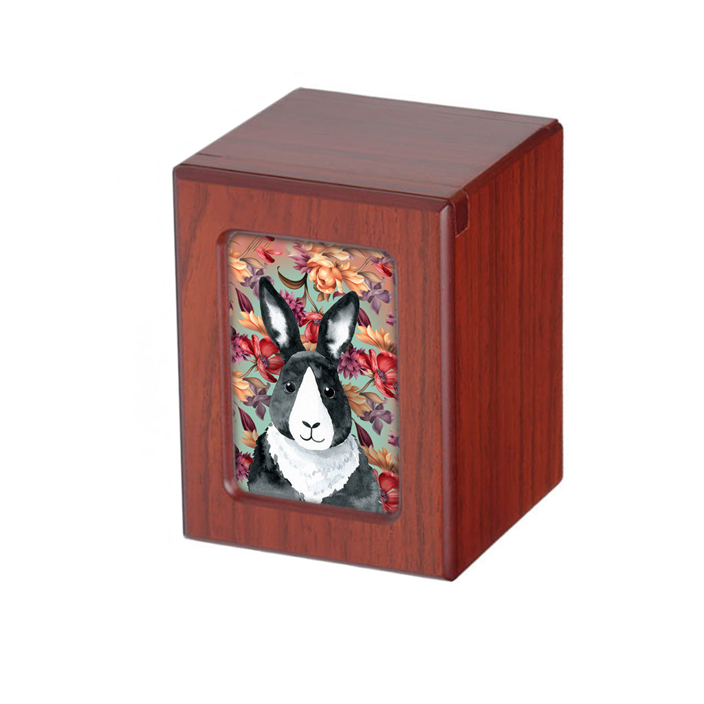 SMALL PY06 - Black & White Rabbit with Floral Background