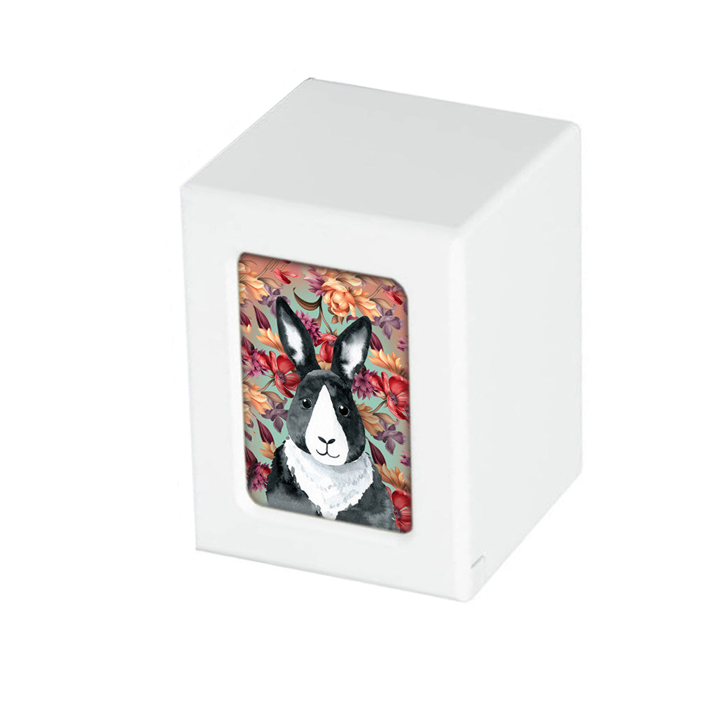 SMALL PY06 - Black & White Rabbit with Floral Background