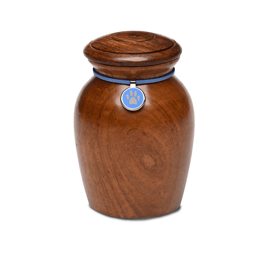 SMALL Rosewood Vase -530- with Paw Print Charm Blue