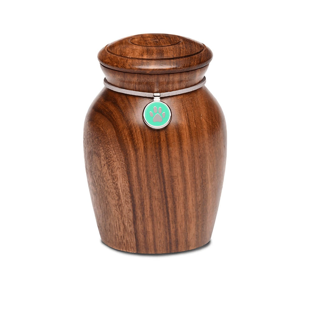 SMALL Rosewood Vase -530- with Paw Print Charm Green