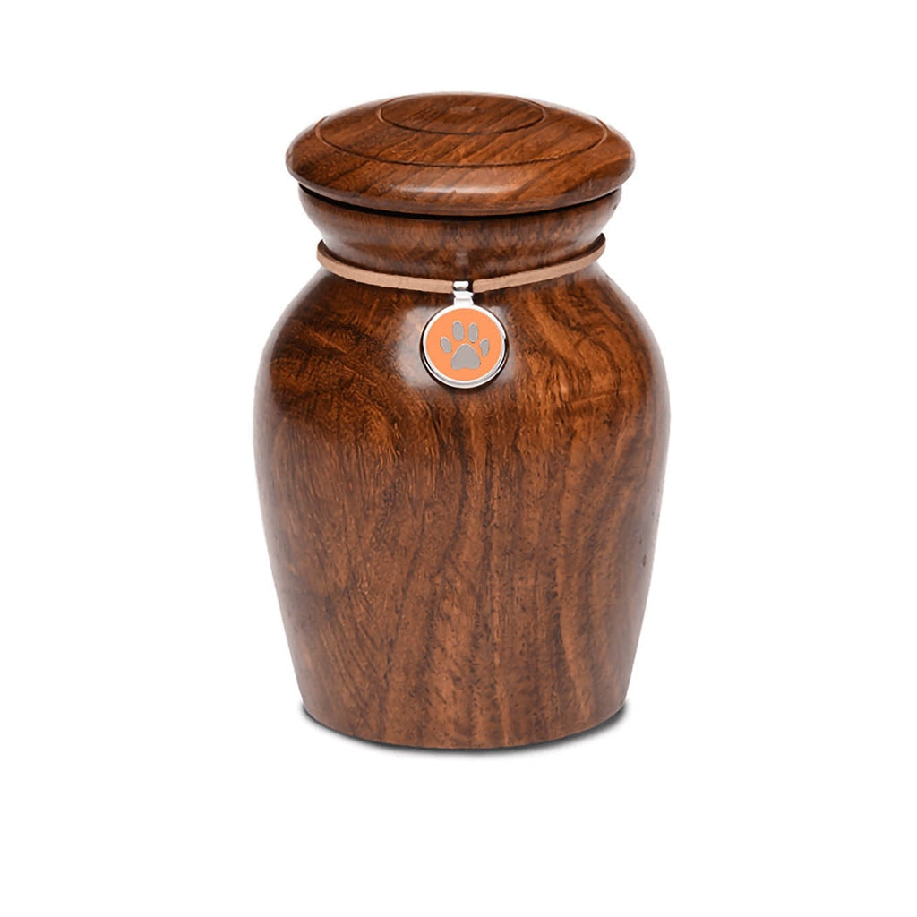 SMALL Rosewood Vase -530- with Paw Print Charm Orange