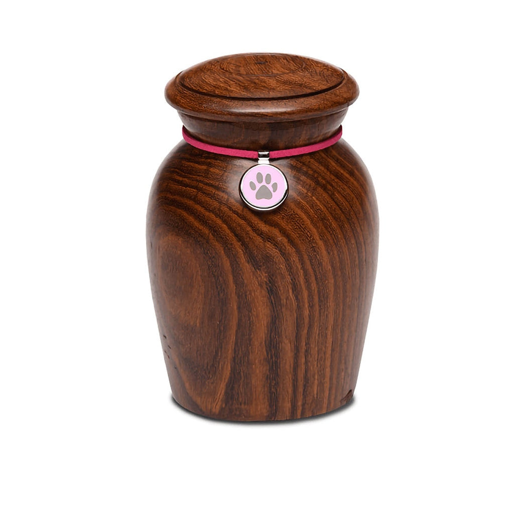 SMALL Rosewood Vase -530- with Paw Print Charm Pink