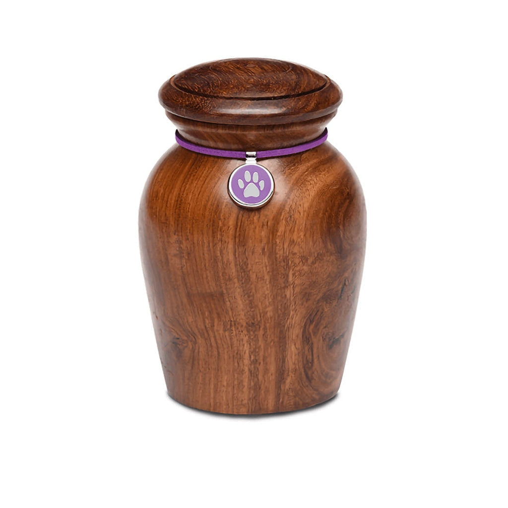 SMALL Rosewood Vase -530- with Paw Print Charm Purple