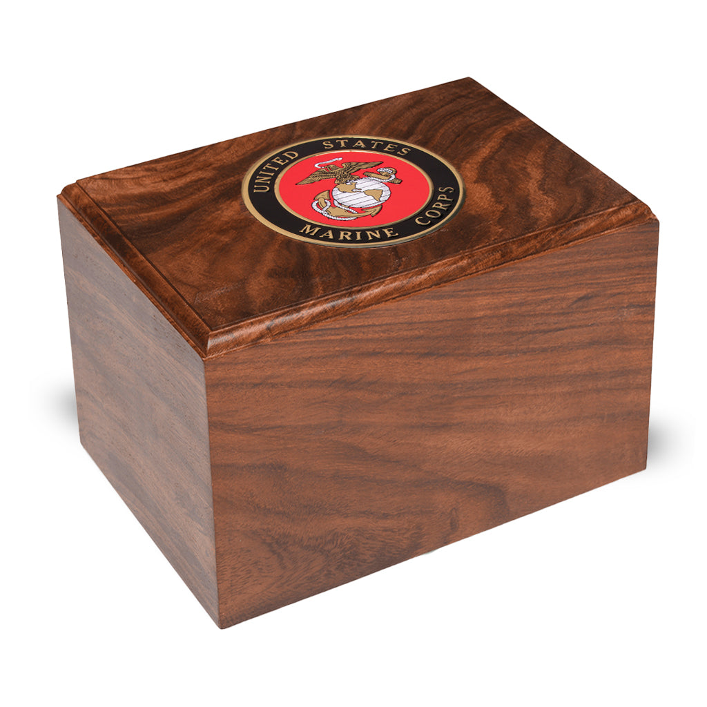 ADULT Rosewood Urn -2805- Bevel Edge with US Military Emblem