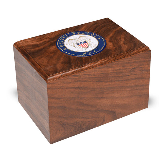 ADULT Rosewood Urn -2805- Bevel Edge with US Military Emblem