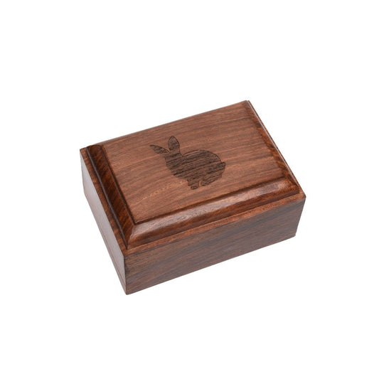 EXTRA SMALL Rosewood Urn -2705- Bevel Edge - Rabbit Silhouette