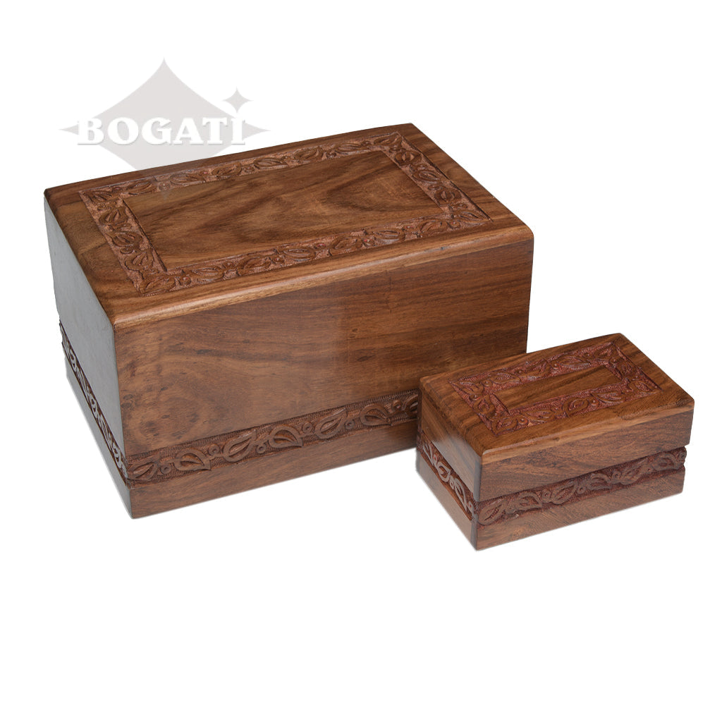 ADULT - Rosewood Jasmine Border Urn - Slide-out Base