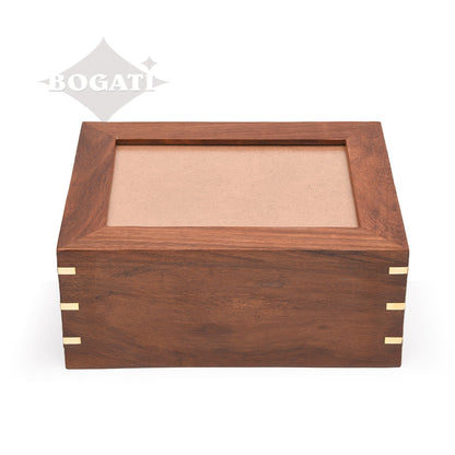 LARGE - Rosewood Photo Frame Urn -517- Brass coners
