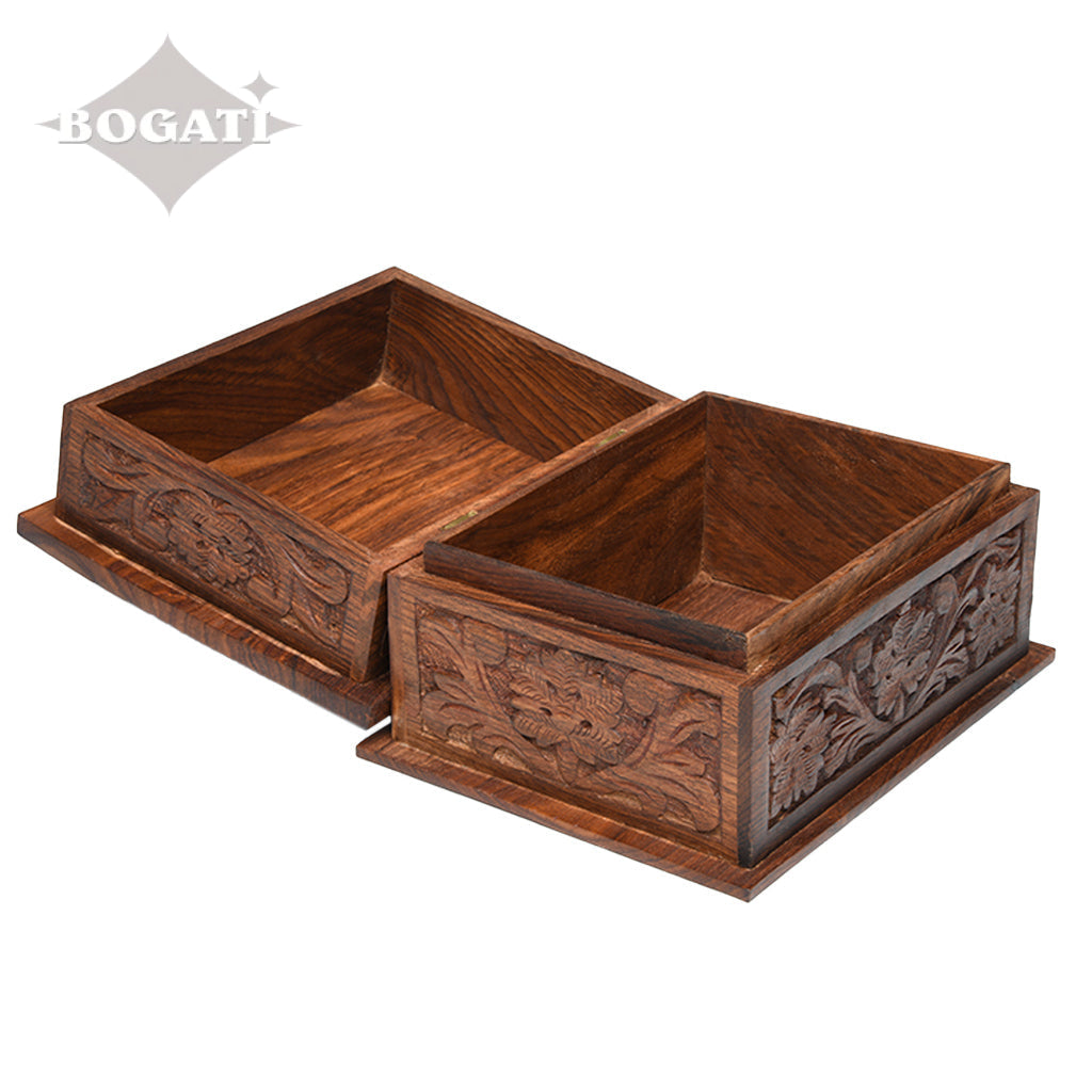 ADULT - Rosewood Memory Box Urn - Rustic look - Leaf Design