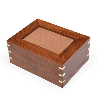 IMPERFECT SELECTION - MEDIUM - Rosewood Photo Frame Urn -517- Brass coners