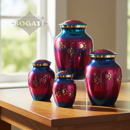 LARGE Brass Pet Urn - "Forever Paw"