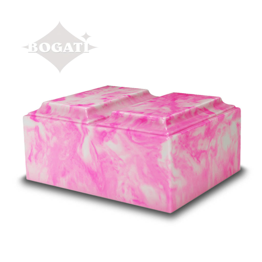 ADULT Cultured Marble Tuscany Double Companion Urn Carnation