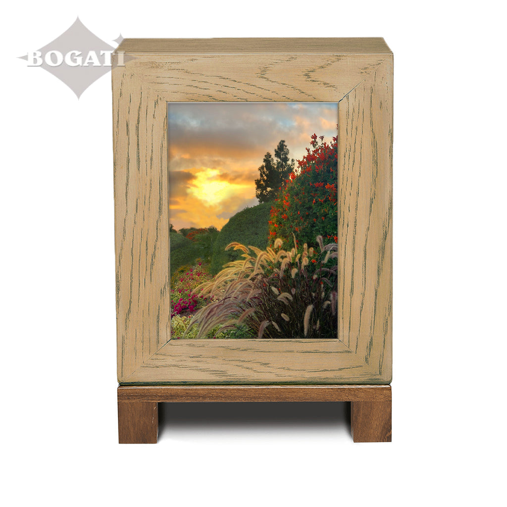 ADULT Rustic Style Photo Frame Urn - Garden at Sunset