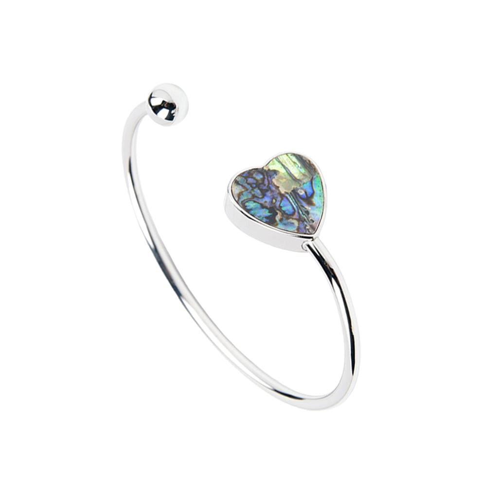 J-BANGLE 17 - Silver-tone Bangle with Abalone Heart