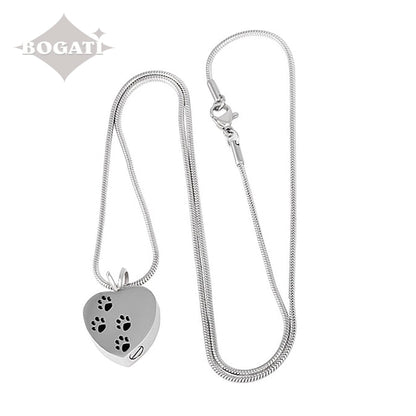 J-004 - Four Paw Print Heart - Pendant with Chain