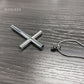 J-015 - Modern Cross - Large - Silver-tone - Pendant with Chain