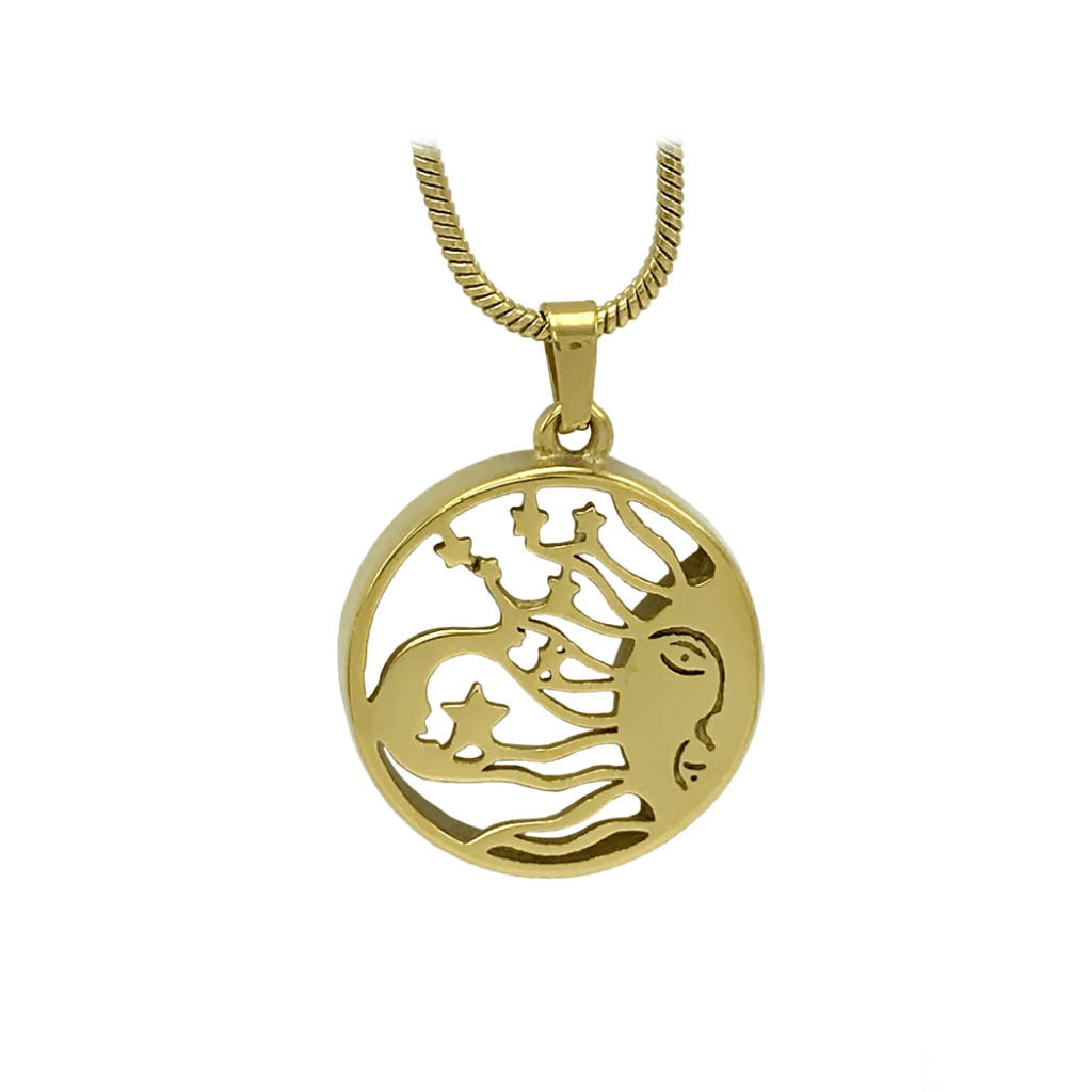 J-122 – Sun & Moon - Pendant with Chain - Gold