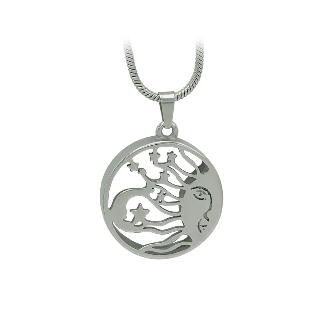 J-122 – Sun & Moon - Silver-tone- Pendant with Chain