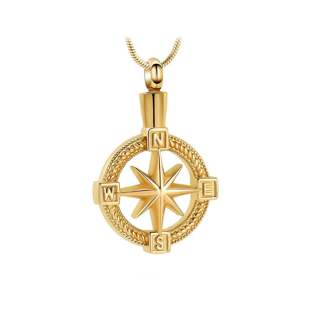 J-124 - NorthStar Compass - gold-tone - Pendant with Chain