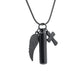 J-203 - Black-tone Cylinder with Angel Wing and Cross - Pendant with Chain