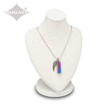 J-207 Rainbow Cylinder with Wing - Pendant with Chain