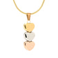 J-333 - Heart Trio - Multi tone - Pendant with Chain