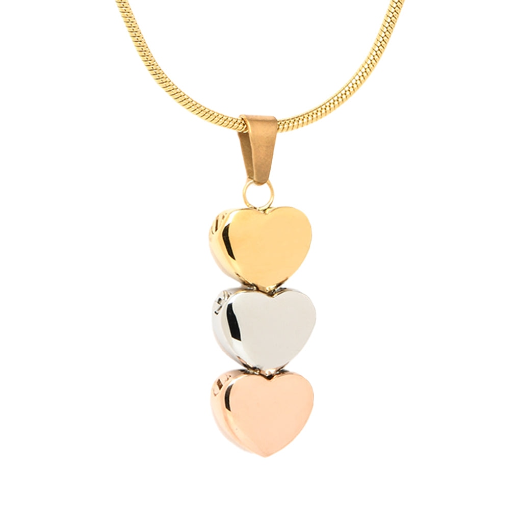 J-333 - Heart Trio - Multi tone - Pendant with Chain