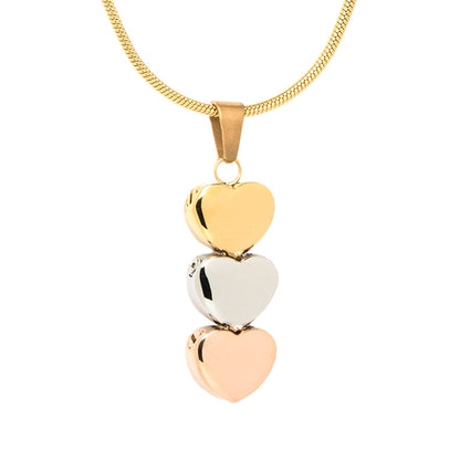 J-333 - Heart Trio - Multi tone - Pendant with Chain