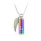 J-527 Cylinder with Paw Prints and Wing - Pendant with Chain - Rainbow