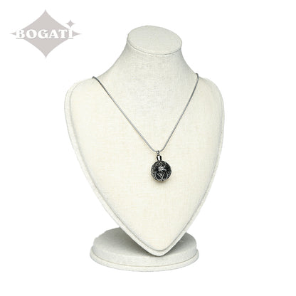J-1918 - Antique Sphere- Silver-tone - Pendant with Chain