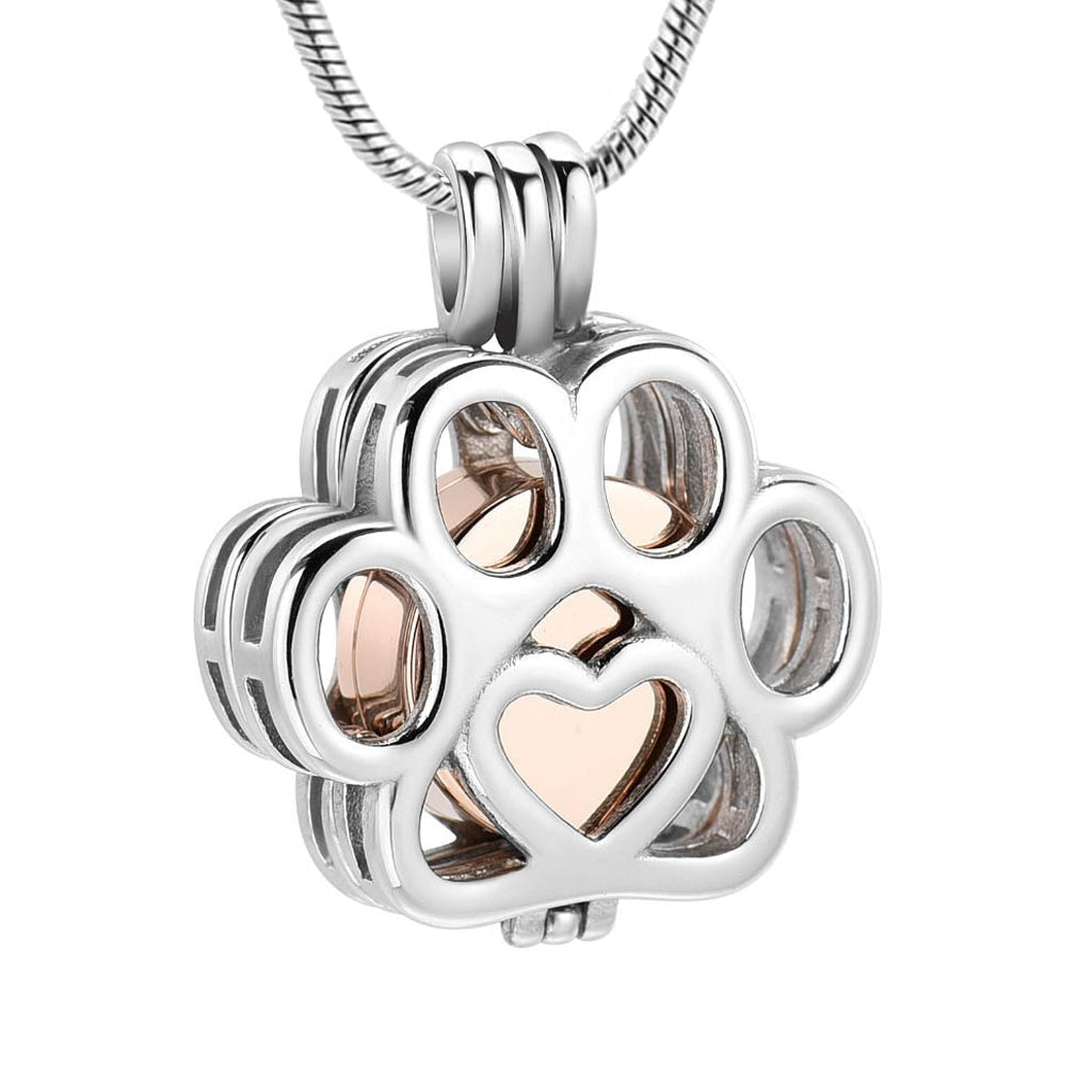 J-260 - Paw Locket - Pendant with Chain - Rose Gold