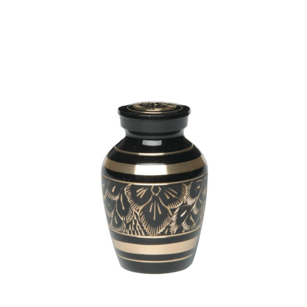 KEEPSAKE - Classic Brass Urn -1574- Black and Gold Etched
