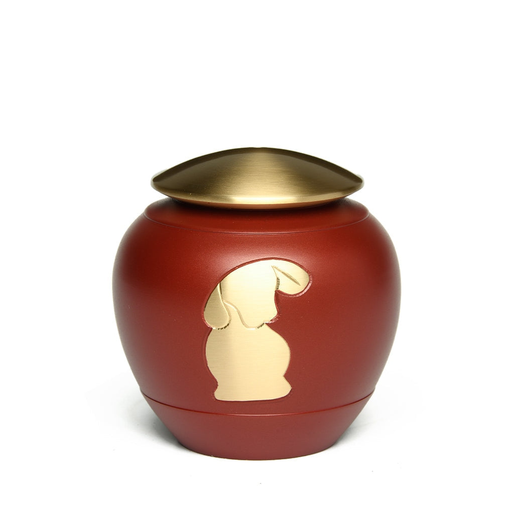 SMALL - Brass Urn -2164 -  Brass Dog Urn in Sedona Red