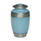 ADULT -Classic Alloy Urn -3244 – TEAL-BLUE with FLOWER BAND