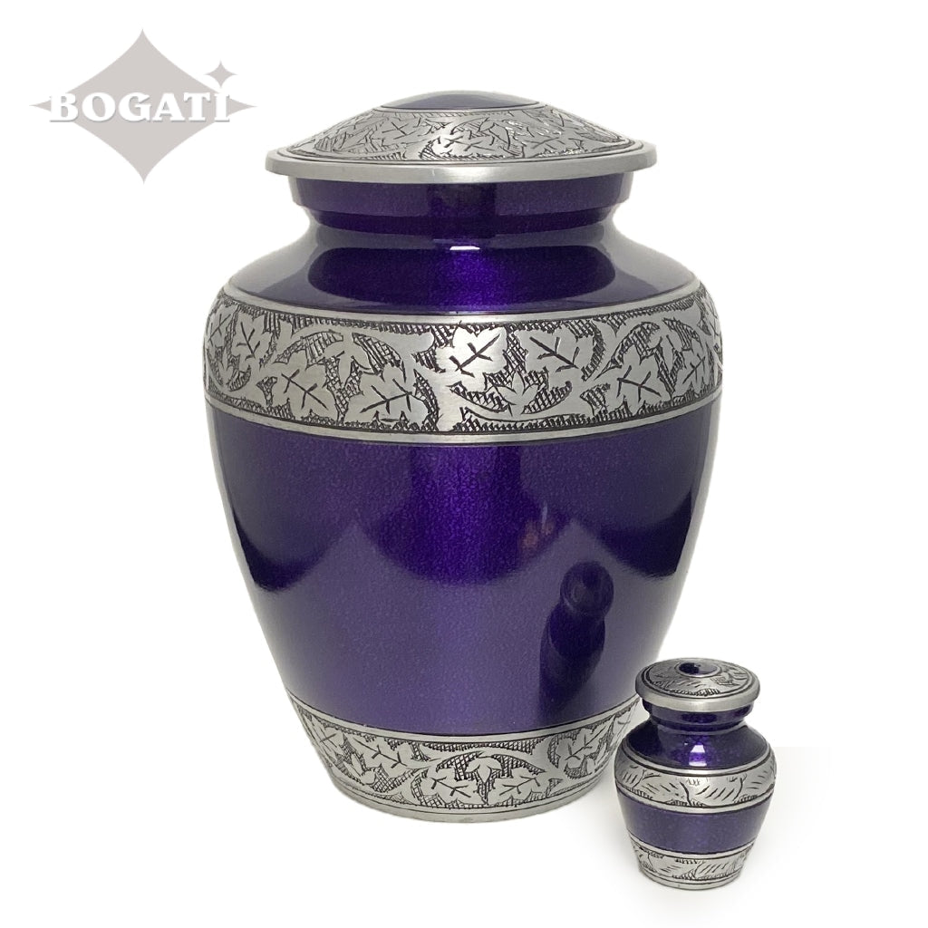 KEEPSAKE- Alloy Urn -3246– PURPLE with VINE BAND