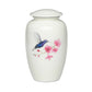 ADULT -Classic Alloy Urn -4000– WHITE with HUMMINGBIRD