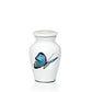 KEEPSAKE -Alloy Urn -4000- WHITE with BLUE BUTTERFLY