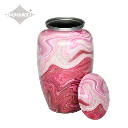 ADULT Classic Alloy Urn -9008- Red and Pink Swirl