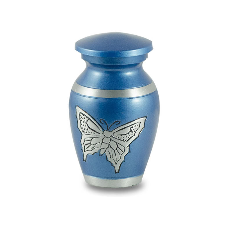 KEEPSAKE Alloy urn-2406- BLUE with BUTTERFLY
