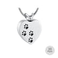 J-004 - Four Paw Print Heart- Silver-tone - Pendant with Chain  - Pack of 10