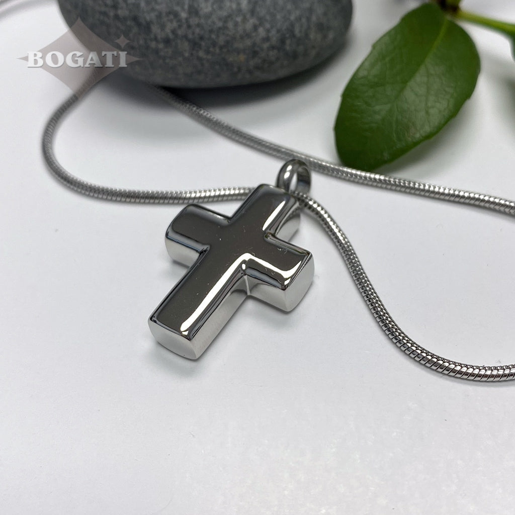 J-005 - Small Cross - Silver-tone - Pendant with Chain