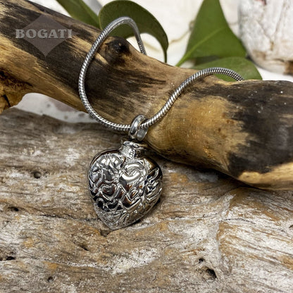 J-008 -  Heart with Little Hearts - Silver-tone - Pendant with Chain