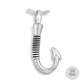J-049 - Fish Hook - Silver-tone - Pendant with Chain  - Pack of 10