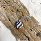 J-142 - Heart with American Flag - Silver-tone - Pendant with Chain
