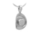 J-1513 Cowboy Hat - Silver-Tone -  Pendant with Chain