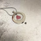 J-152 - Circle with Pink Heart - Silver-tone - Pendant with Chain